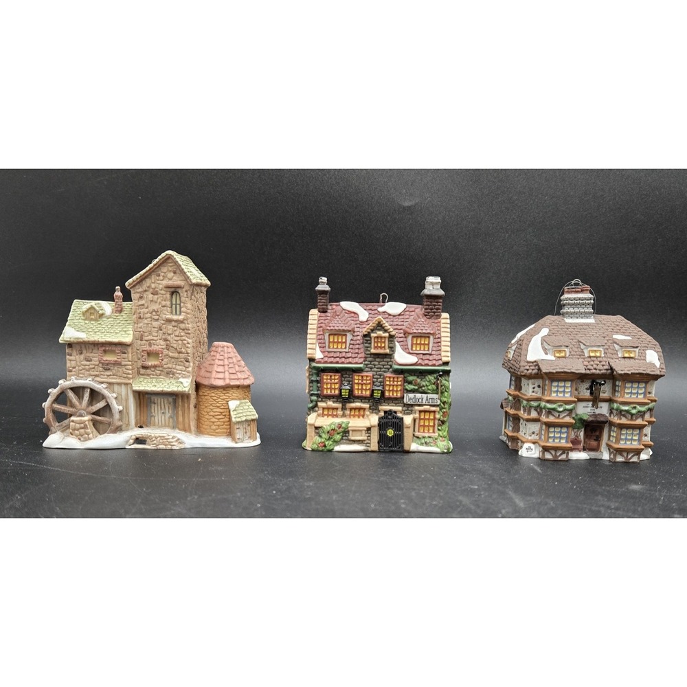 3 Dept 56 Charles Dickens Heritage Ornaments Dickens Village Mill Dedlock Arms